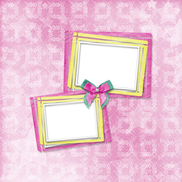 Pink card for invitation or congratulation with frame - Foto, Bild