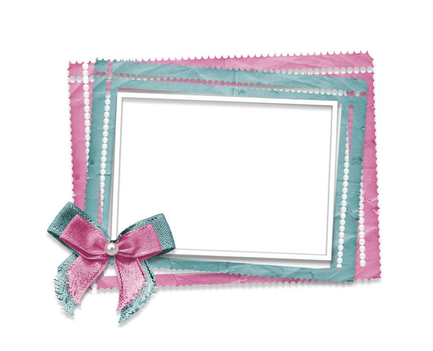 Old grunge paper frames  with bow on  isolated background - Foto, Imagen