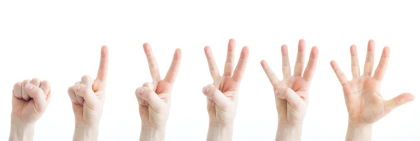 Рука кавказца с цифрами от 0 до 5
 - Фото, изображение