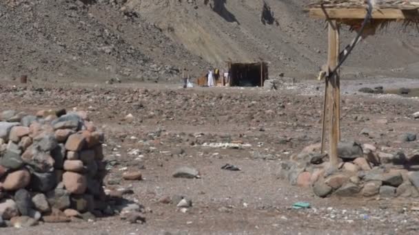 Samotny schronienie w skalistej pustyni zwolnionym tempie - Materiał filmowy, wideo