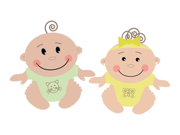 Bebé niña y bebé niño vector ilustración
 - Vector, Imagen