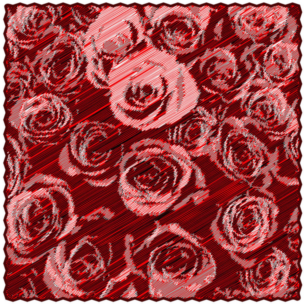 Čtvercové gobelín s květinovým vzorem stylizované růže  - Vektor, obrázek