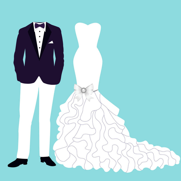 Wedding card with the clothes. - Vector, Image