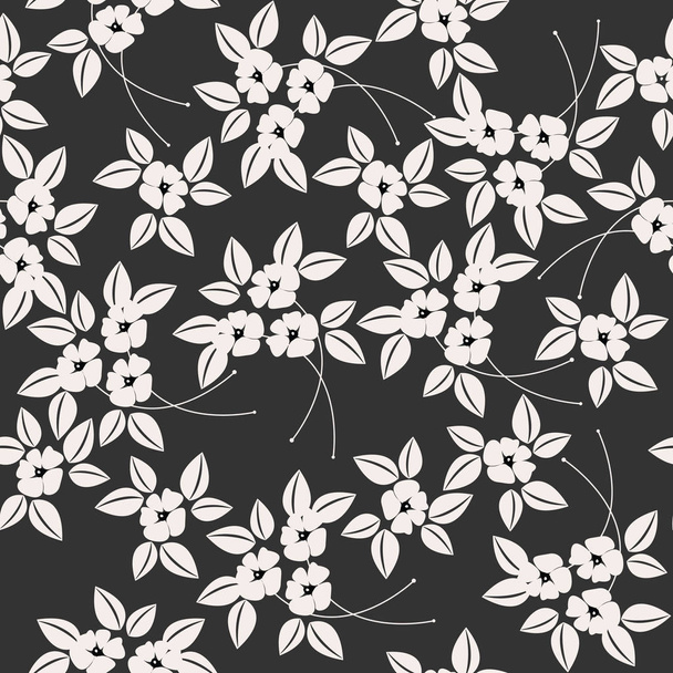 Seamless pattern with elegant white flowers and leaves isolated  - Vector, Image