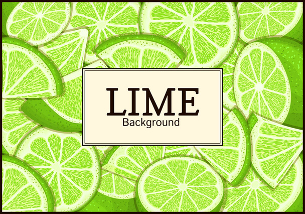 rectangular label on citrus lime background. Vector card illustration. - Vector, Image