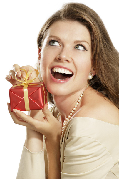 young woman with a gift - Foto, Imagen