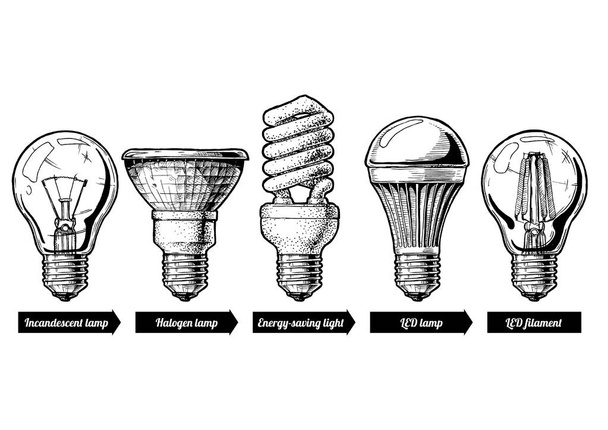 evolution set of light bulb - Вектор, зображення