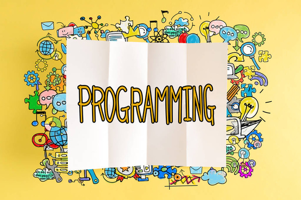 Programming text with colorful illustrations - Foto, Imagem