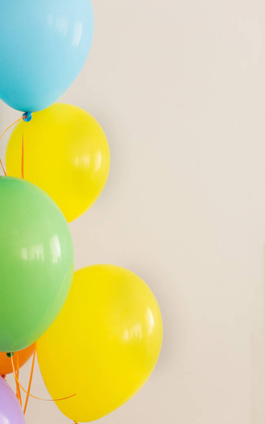 color balloons on a white background, color balloons at a party, - Φωτογραφία, εικόνα