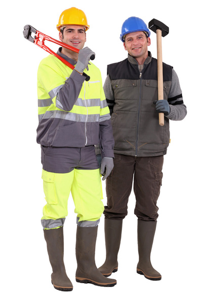 Two builder stood next to each other - Фото, зображення