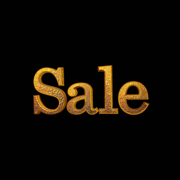 Word Sale made of gold, isolated on black, 3D illustration - Zdjęcie, obraz