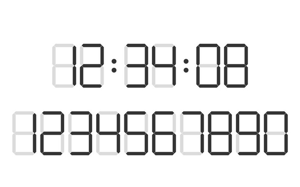デジタル時計の数字セット   - ベクター画像