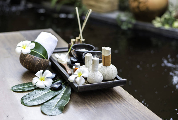Spa massage compress balls, herbal ball and treatment  spa, Thailand, select focus - Фото, зображення
