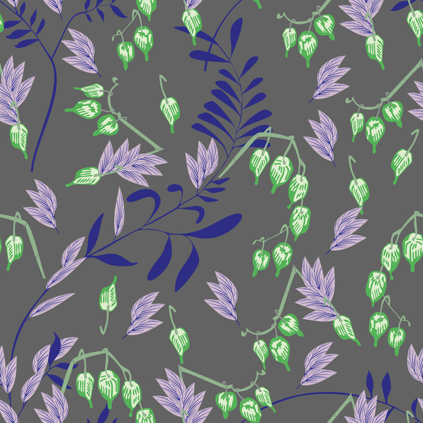 Flowers and leafs - seamless pattern - ベクター画像