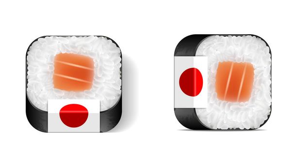 Sushi mobile phone icon. Vector clip art illustration. - Wektor, obraz