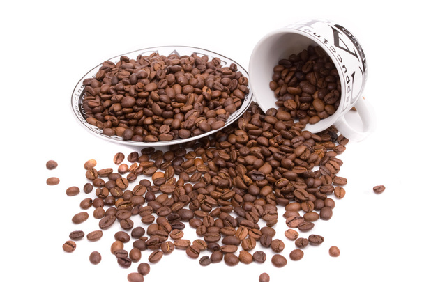 Cup of coffee, full of beans - Фото, зображення