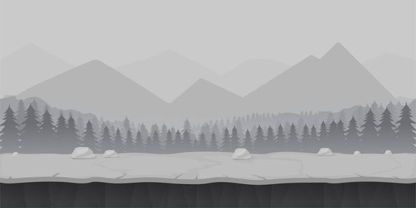 Cartoon Wald Spiel Hintergrundlandschaft. Vektorillustration. - Vektor, Bild