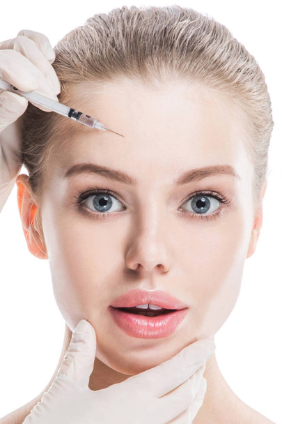 Cosmetic injection to female face - Foto, Imagem