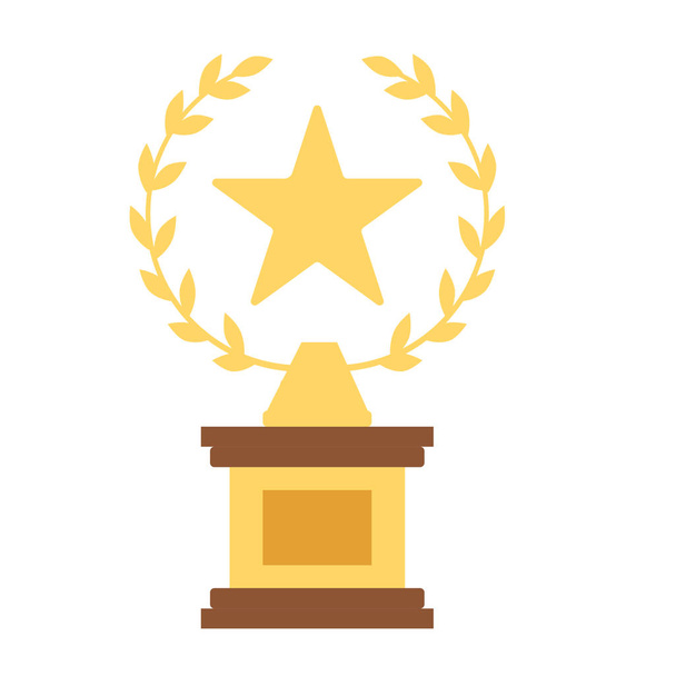 Zlaté metalické trophy pohár první místo Vítěz ocenění s vavřínovým věncem a hvězda vektorové ilustrace - Vektor, obrázek