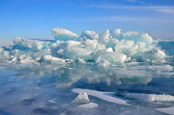 Russia, Baikal lake, ice hummocks - Foto, Imagen