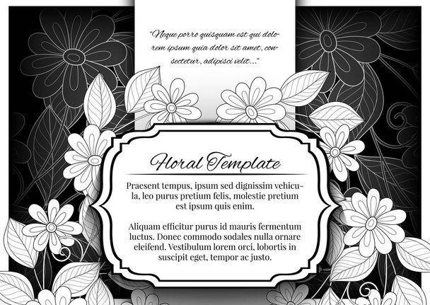 Floral frame Template with Place for Text - Vector, afbeelding