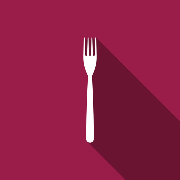 Fork flat icon with long shadow. Vector Illustration - Vector, Image