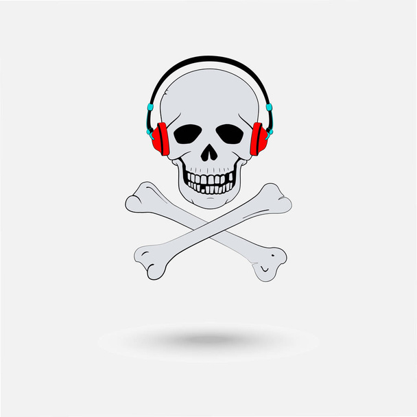 Skull with headphones - Vector, Image