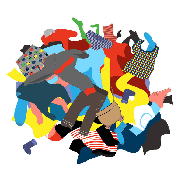 Illustration mit einem unordentlichen Haufen schmutziger Wäsche - Vektor, Bild