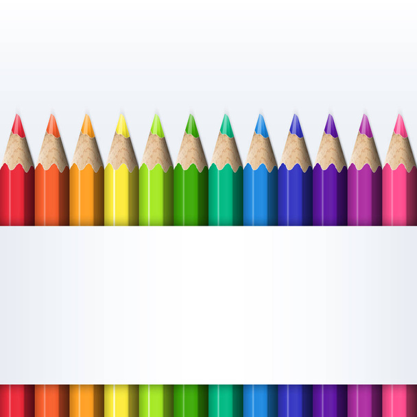Πρότυπο για την κάλυψη κουτί με χρωματιστά μολύβια. - Διάνυσμα, εικόνα