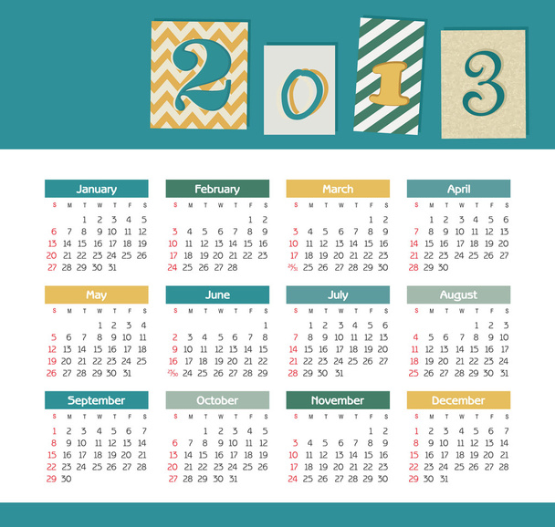wektor kalendarza na 2013 - Wektor, obraz