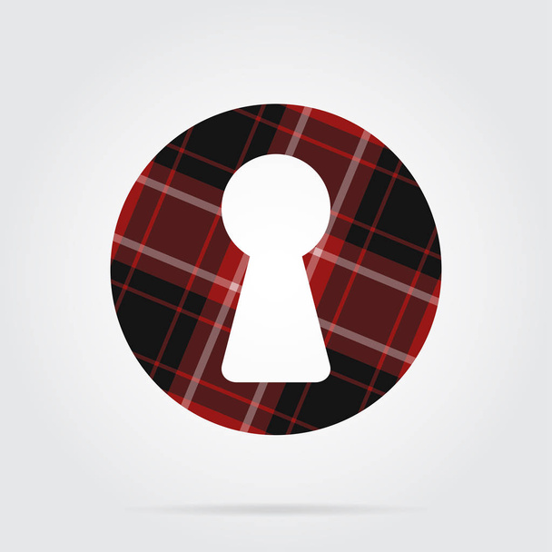 red, black tartan isolated icon - keyhole - Vector, Image