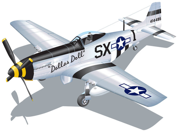 Ilustracja wektorowa szczegółowe myśliwca p-51 Mustang - Wektor, obraz
