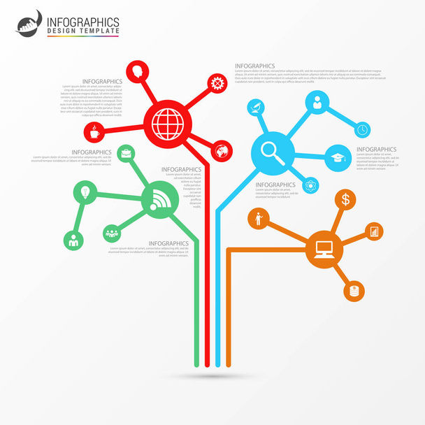 Infographic template. Abstract technology tree concept. Vector - Вектор,изображение