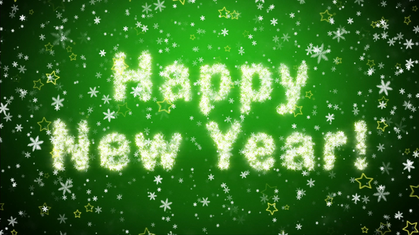 Inscripción Feliz Año Nuevo de los copos de nieve
 - Metraje, vídeo