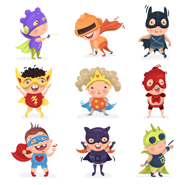 cute superhero kids - Vetor, Imagem