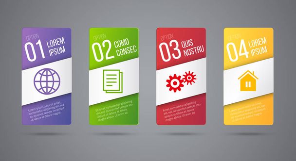 Business infographics cards or labels icons - Vector, afbeelding