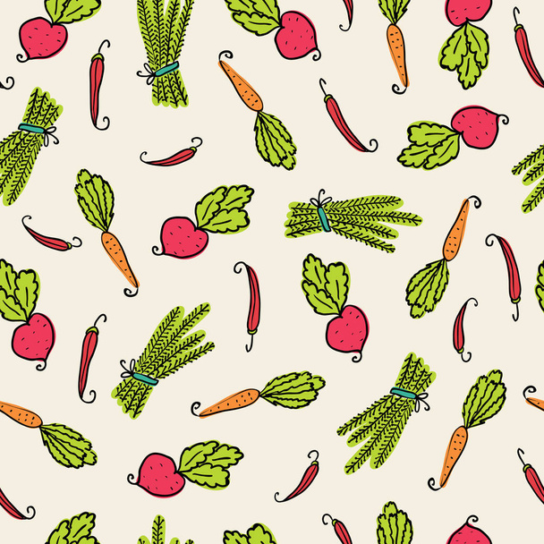 Pattern of vegetables of beets, carrots and pepper. - Vecteur, image
