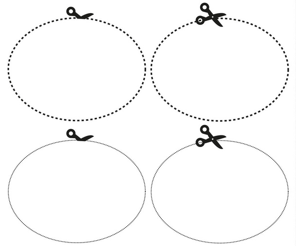 Sakset leikkaamalla paperin muoto ellipsi
 - Vektori, kuva