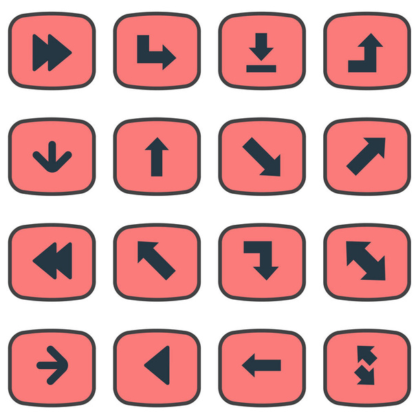 Vector Illustration Set Of Simple Pointer Icons. Elements Left Direction, Pointer, Rearward And Other Synonyms Downwards, Advanced And Arrow. - Vector, Image