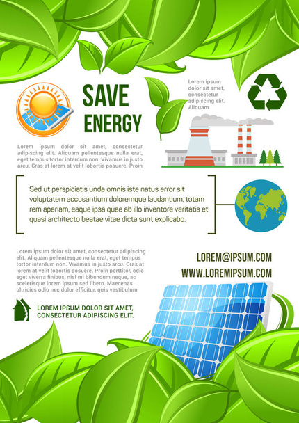 Green energy and nature ecology vector poster - Vector, Image