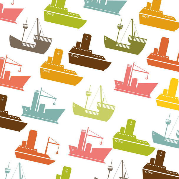 colorful pattern vessel and ship design - ベクター画像