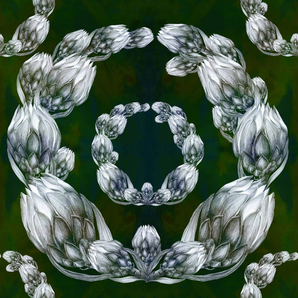 Proteus virágok. Absztrakt háttérkép virág motívumokkal. Varrat nélküli mintát. Háttérkép.  - Fotó, kép