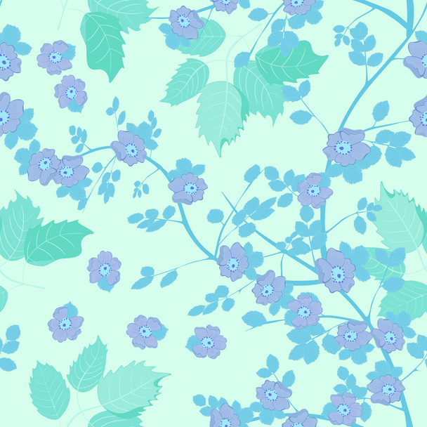 Leafs and flowers - seamless pattern - Vector, afbeelding