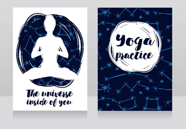two starry cards for yoga studio - Вектор,изображение