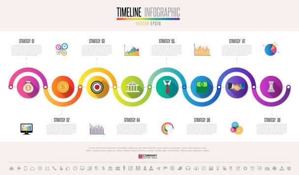 タイムライン インフォ グラフィック デザイン テンプレート - ベクター画像