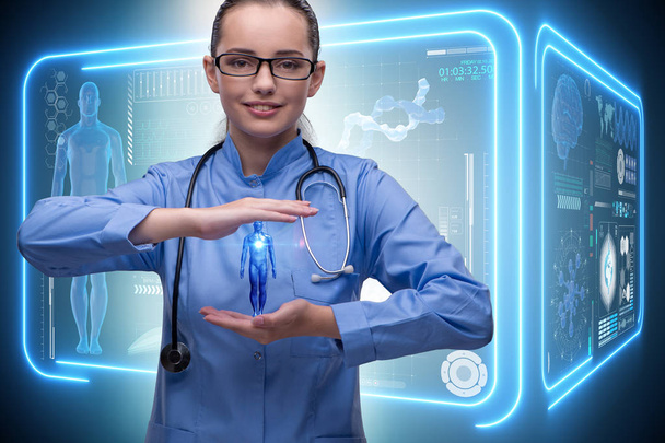 Woman doctor in futuristic medical concept - Photo, Image