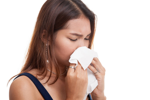 Young Asian woman got sick and flu. - Фото, изображение