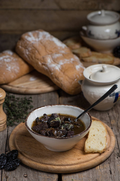 Braised veal with ciabatta - Photo, Image