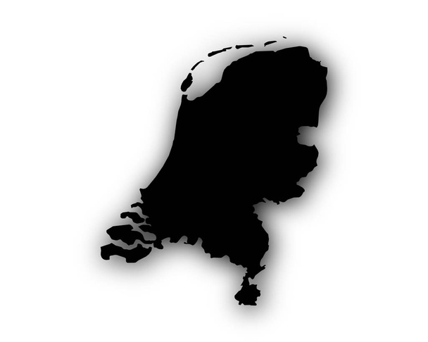 Mappa dei Paesi Bassi con ombra
 - Vettoriali, immagini