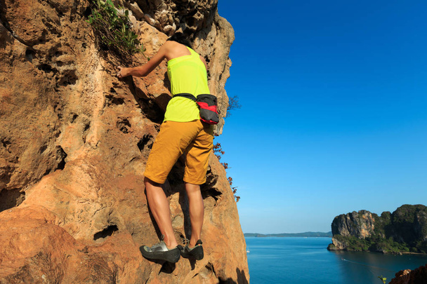 jonge vrouw klimmen  - Foto, afbeelding